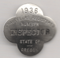 1936 Oregon Inspector Chauffeurs Registered Number