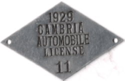 1929 Automobile License