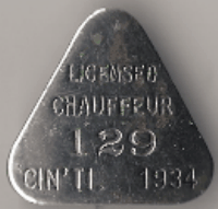 Cincinnati Ohio 1934 Licensed Chauffeur