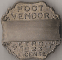 1923 Detroit Foot Vendor License Uncirculated Michigan