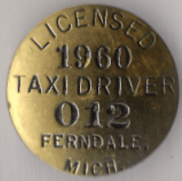 1960 Ferndale Licensed Taxi Driver Michigan