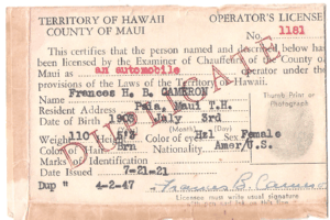 1921 Territory of Hawaii Duplicate Chauffeurs License