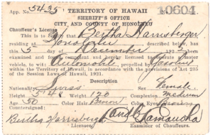 1922 Territory of Hawaii Chauffeurs License