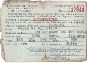 1952 Territory of Hawaii Motorcycle License