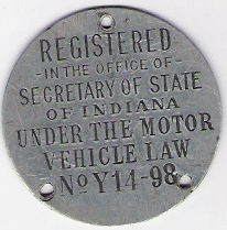 1912 Registered Motor Vehicle Disc
