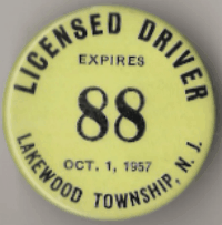 Lakewood New Jersey 1956/57 Licensed Driver