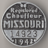 1942 Missouri Registered Chauffeur badge