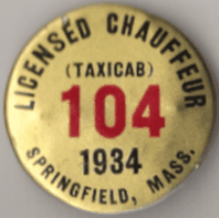 1934 Springfield Licensed Chauffeur Taxicab Massachusetts