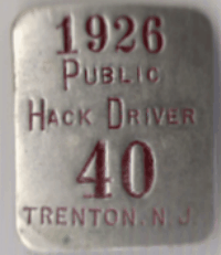 Trenton New Jersey 1926 Public Hack Driver