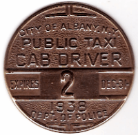Albany 1938 Public Taxi Cab Driver