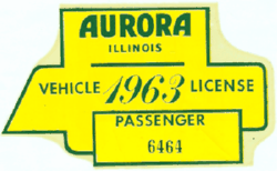 1963 Aurora Passenger Vehicle License