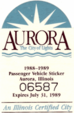 1988/89 Aurora Passenger Vehicle Sticker