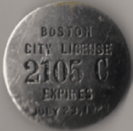 1922/23 Boston City License Massachusetts