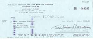 Charles Bronson Jill Ireland 1978 Check to Dept of Motor Vehicles