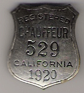 1920 California Registered Chauffeur
