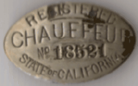 1909 California Registered Chauffeur