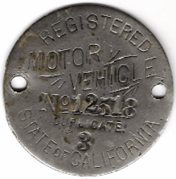 1906 California Dealer Registered Motor Vehicle