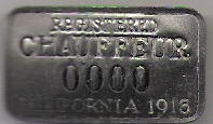 1916 California Sample Registered Chauffeur