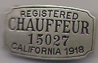 1918 California Registered Chauffeur