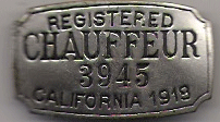 1919 California Registered Chauffeur