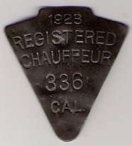 1923 California Registered Chauffeur