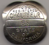 1926 California Registered Chauffeur