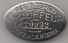 1912 California Registered Chauffeur