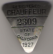 1927 California Registered Chauffeur