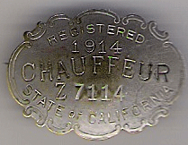 1914 California Registered Chauffeur