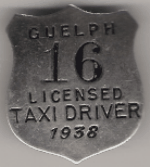 Guelph Ontario 1938 Licensed Taxi Driver