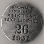 Atikokan Ontario 1951 Taxi License