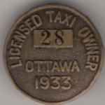 Ottawa Ontario 1933 Licensed Taxi Owner