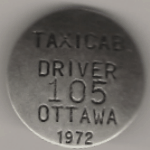 Ottawa Ontario 1972 Taxicab Driver