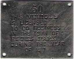 1917 Vehicle License Estes Park
