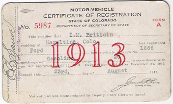 1913 Ford Registration