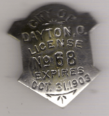 Dayton Ohio 1902/03 License City of Dayton
