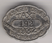 Dayton Ohio 1932 Licensed Taxi Driver