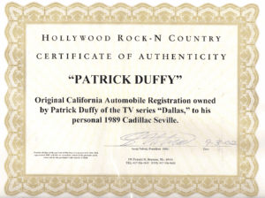 Patrick Duffy Certificate of Authenticity page 2
