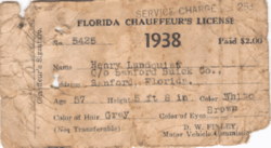1938 Matching Paper Chauffeur License