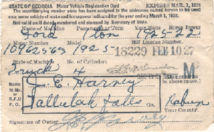 1927 Matching Registration Certificate