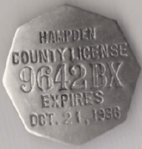 1935/36 Hampden County License Massachusetts