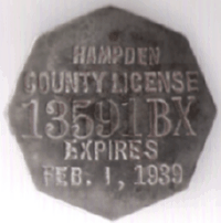 1938/39 Hampden County License Massachusetts