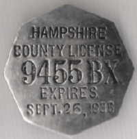 1935/36 Hampshire County License Massachusetts