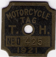 1921 Motorcycle Tag