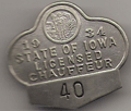 1934 Licensed Chauffeur Iowa