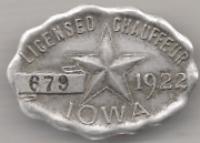 1922 Licensed Chauffeur Iowa