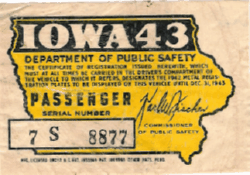 1943 Iowa Passenger with Registration front