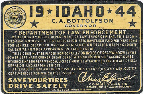 Back of Idaho Windshield Sticker