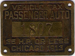 1913 Passenger Auto Vehicle Tax 35 HP or Less