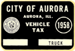 1958 Aurora Truck Vehicle Tax Uncirculated